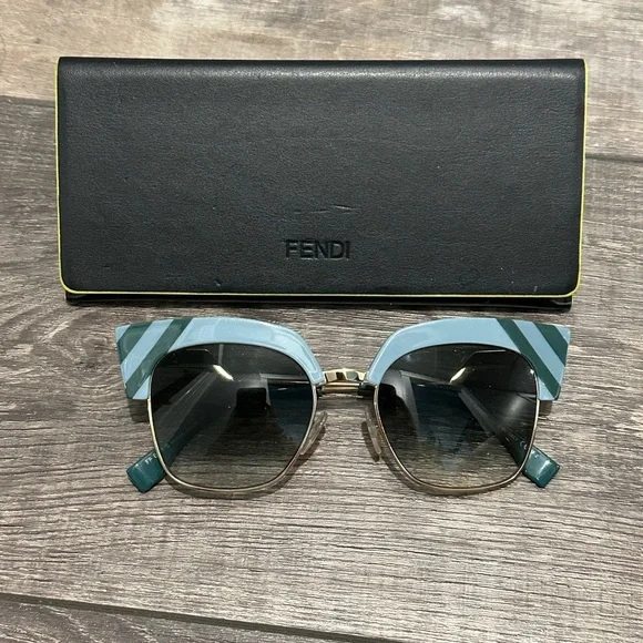Fendi Blue and Green Striped Sunglasses - Picture 6 of 6